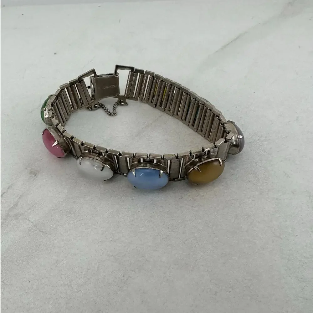 Vintage Sarah Coventry Bracelet with Multi Color Cabochons Preowned